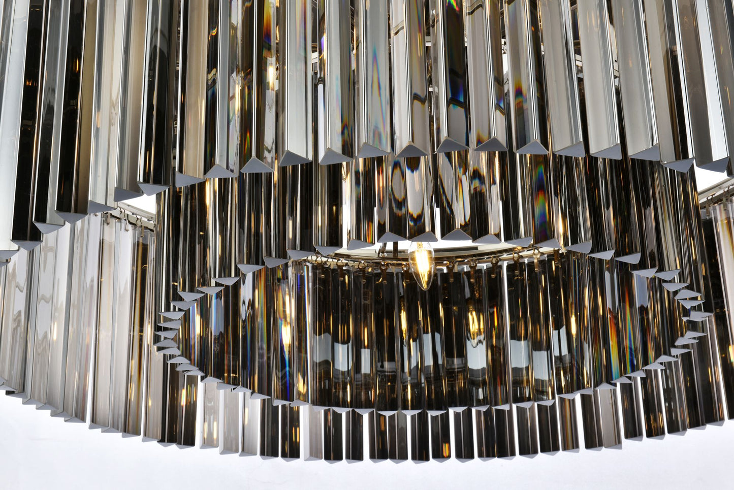 Sydney 10 Lt Polished Nickel Flush Mount Silver Shade (Grey)