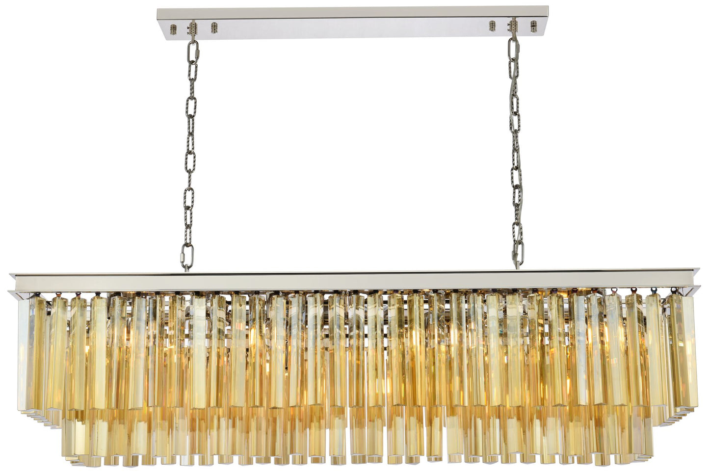 Sydney 12 Lt 50" Polished Nickel Chandelier Golden Teak