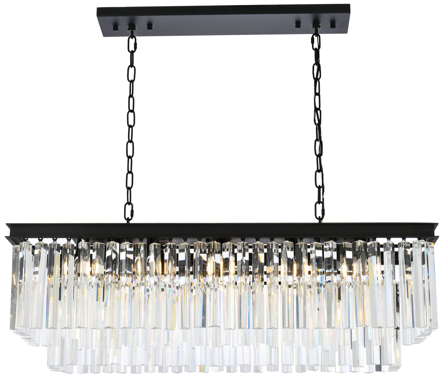 Sydney 12 Lt Matte Black Chandelier Clear