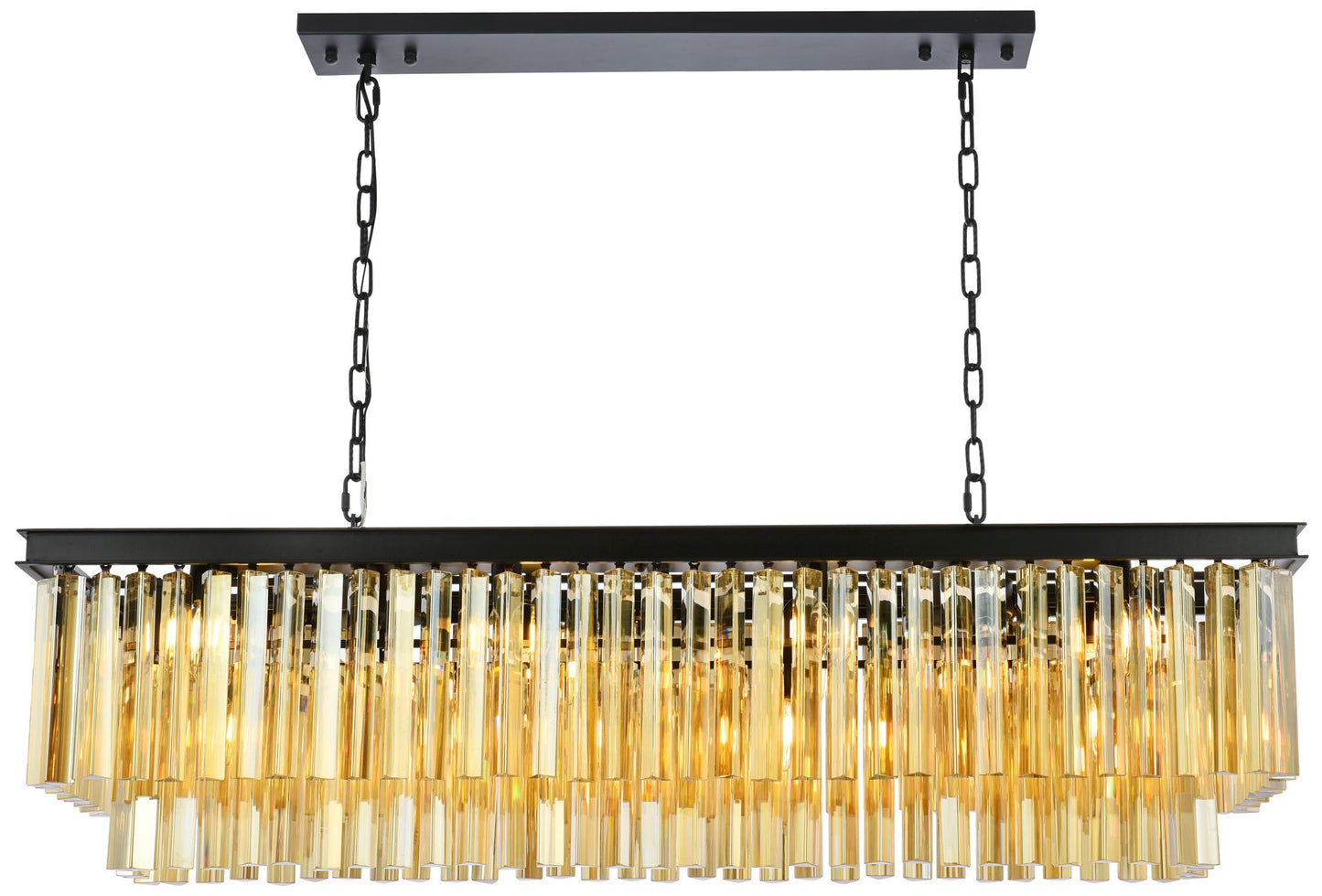 Sydney 12 Lt Matte Black Chandelier (Golden Teak)