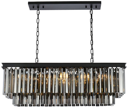 Sydney 12 Lt Matte Black Chandelier (Grey)