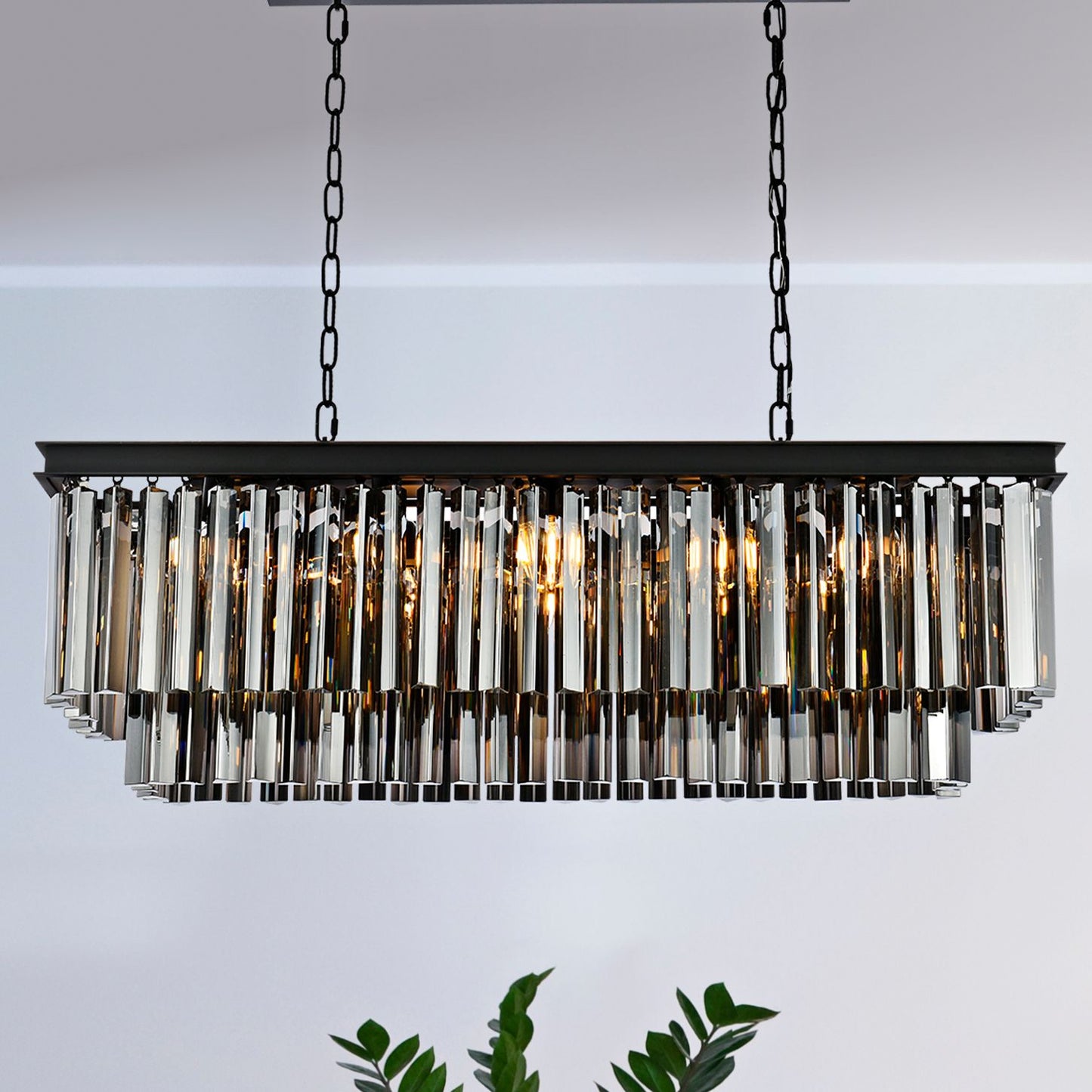 Sydney 12 Lt Matte Black Chandelier (Grey)