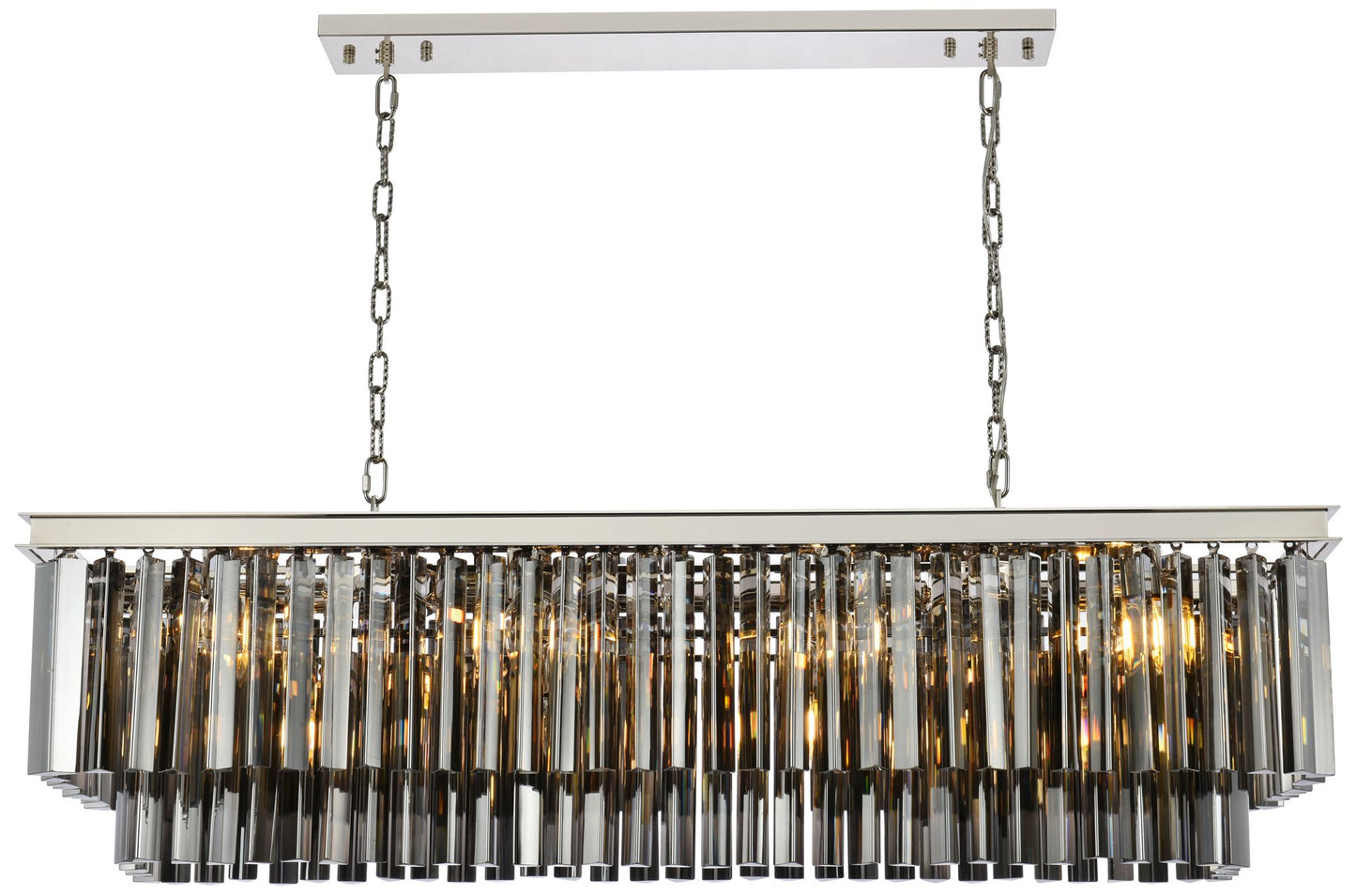 Sydney 12 Lt Polished Nickel 50" Chandelier Silver Shade (Grey)