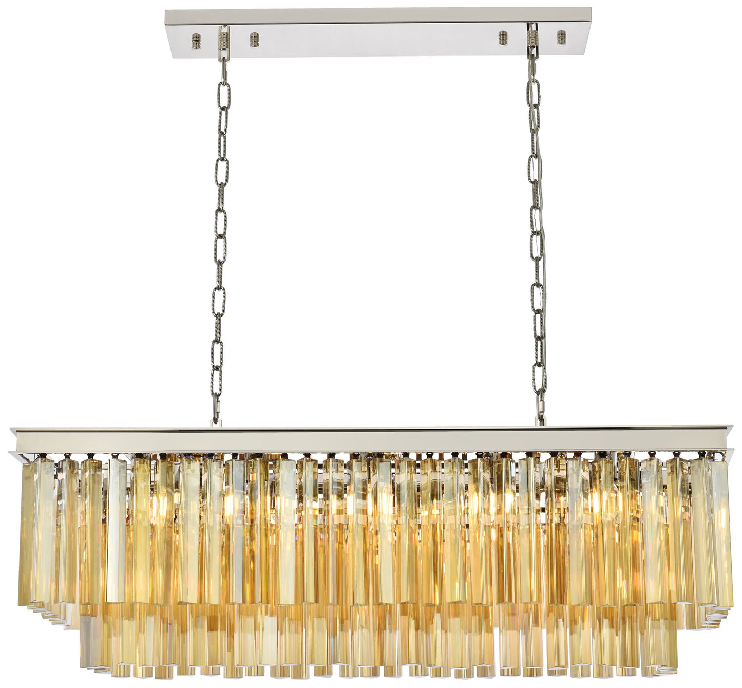 Sydney 12 Lt Polished Nickel Chandelier Golden Teak