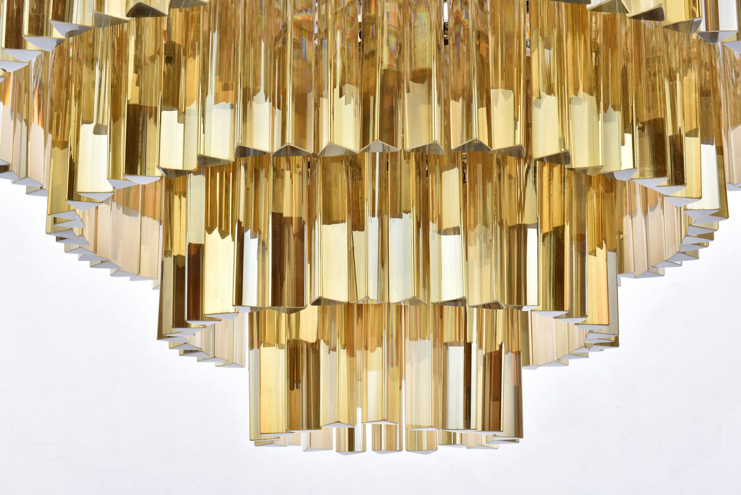 Sydney 33 Lt 44" Polished Nickel Chandelier Golden Teak