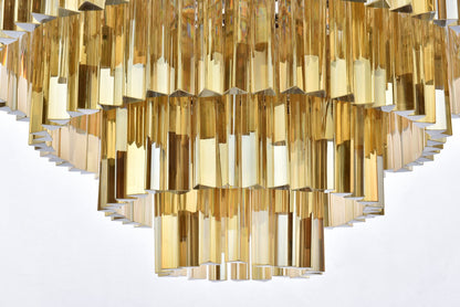 Sydney 33 Lt 44" Polished Nickel Chandelier Golden Teak