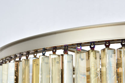 Sydney 33 Lt 44" Polished Nickel Chandelier Golden Teak