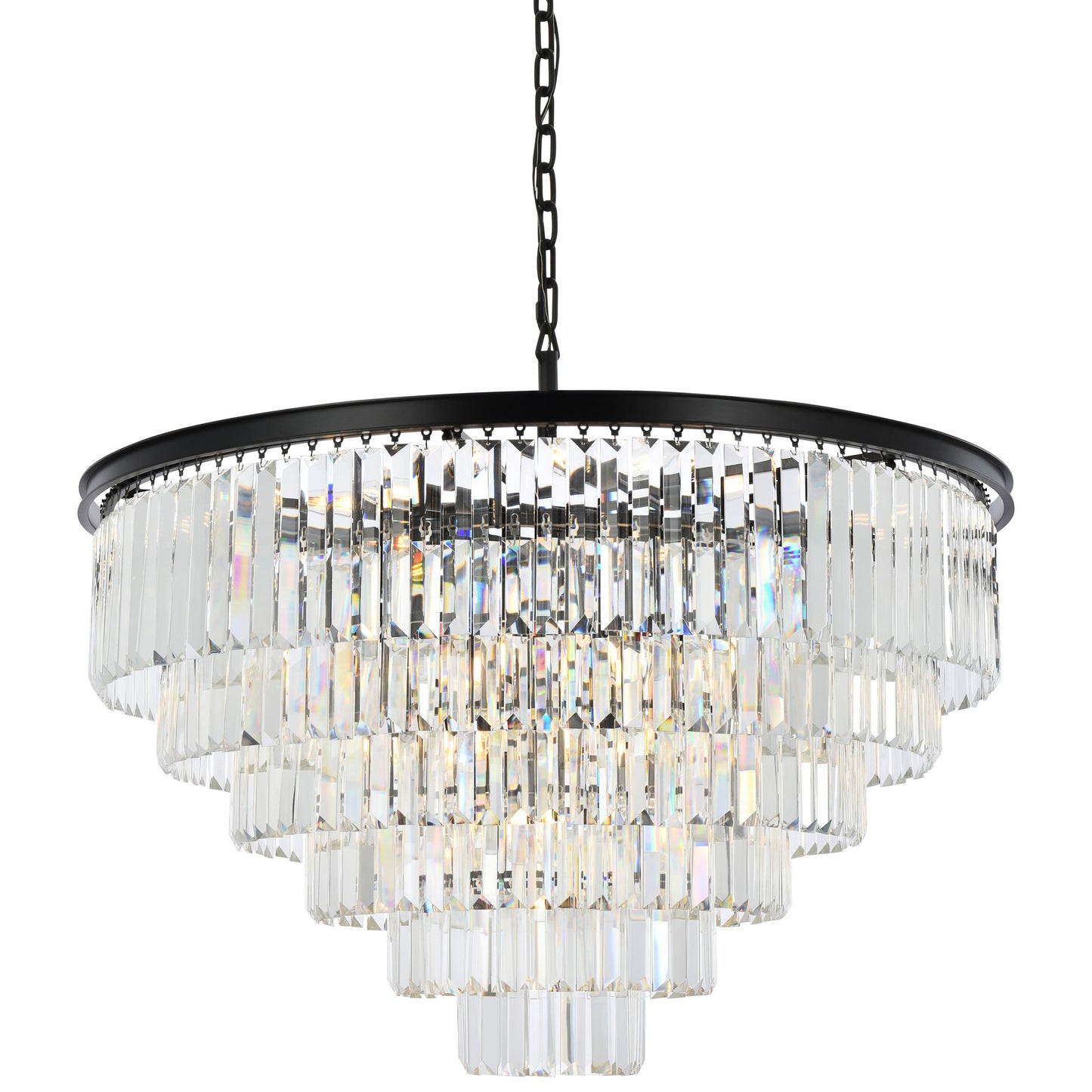 Sydney 33 Lt Matte Black Chandelier Clear