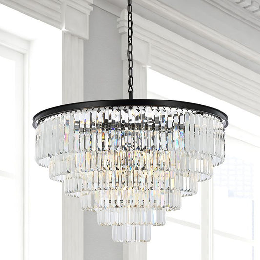 Sydney 33 Lt Matte Black Chandelier Clear