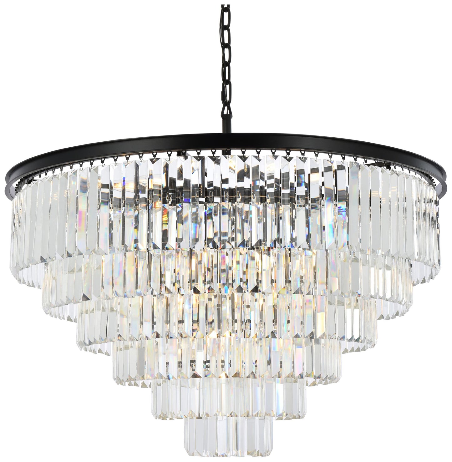 Sydney 33 Lt Matte Black Chandelier Clear