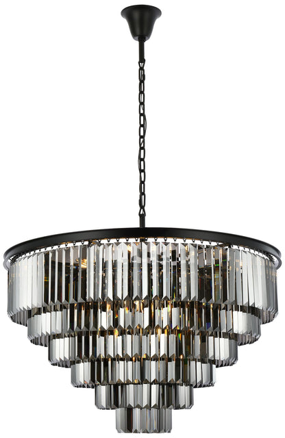 Sydney 33 Lt Matte Black Chandelier Silver Shade (Grey)