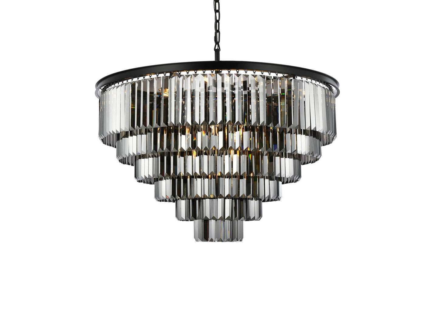 Sydney 33 Lt Matte Black Chandelier Silver Shade (Grey)