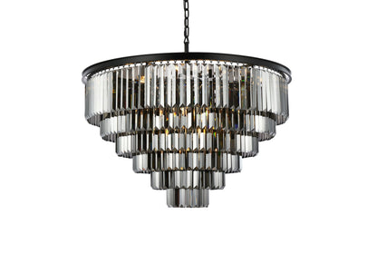 Sydney 33 Lt Matte Black Chandelier Silver Shade (Grey)