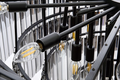 Sydney 33 Lt Matte Black Chandelier Silver Shade (Grey)