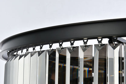 Sydney 33 Lt Matte Black Chandelier Silver Shade (Grey)