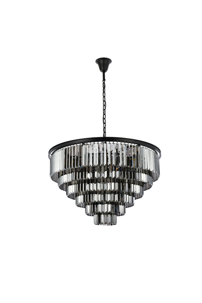 Sydney 33 Lt Matte Black Chandelier Silver Shade (Grey)