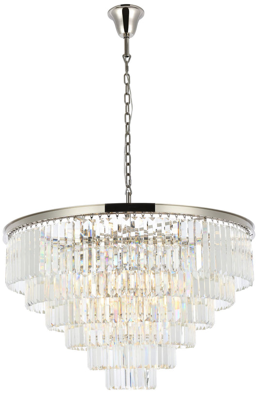 Sydney 33 Lt Polished Nickel Chandelier Clear