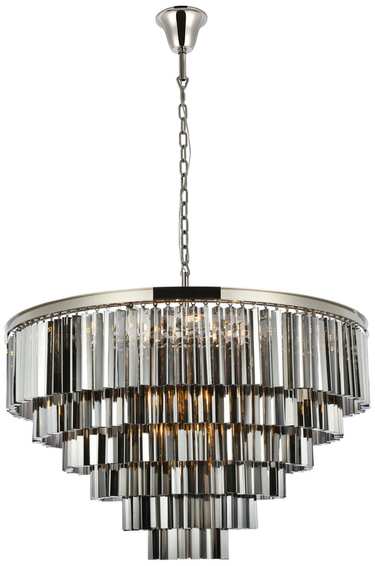 Sydney 33 Lt Polished Nickel Chandelier Silver Shade (Grey)