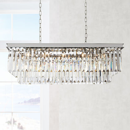 Sydney 40"W Nickel and Crystal Kitchen Island Light Pendant