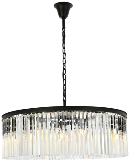 Sydney 43 1/2" Wide Matte Black Crystal 10-Light Chandelier