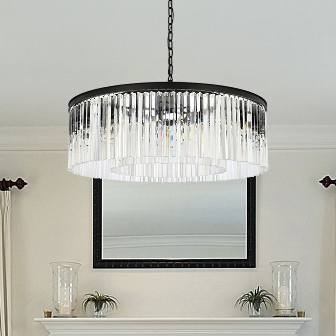 Sydney 43 1/2" Wide Matte Black Crystal 10-Light Chandelier