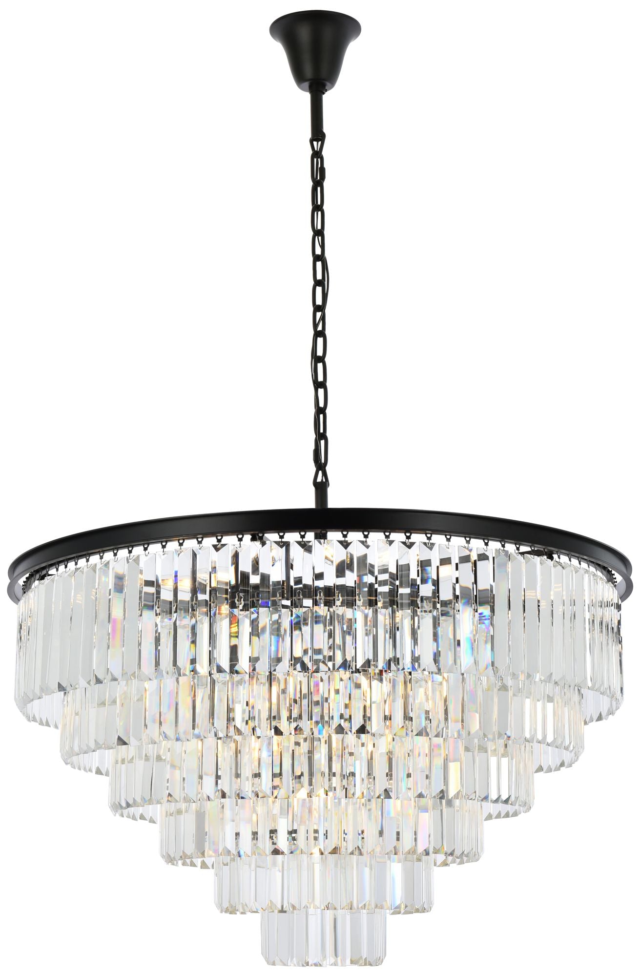 Sydney 44" Wide Matte Black and Crystal 33-Light Chandelier