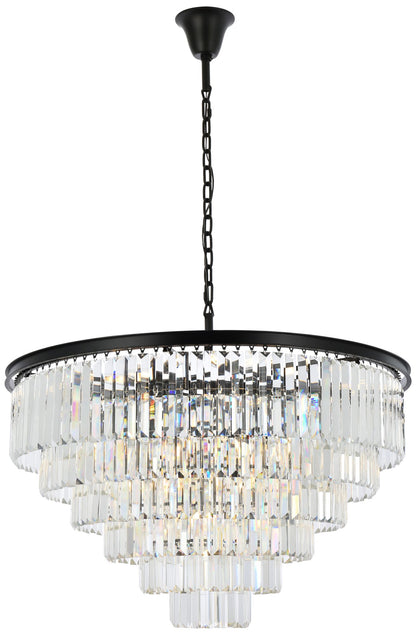 Sydney 44" Wide Matte Black and Crystal 33-Light Chandelier