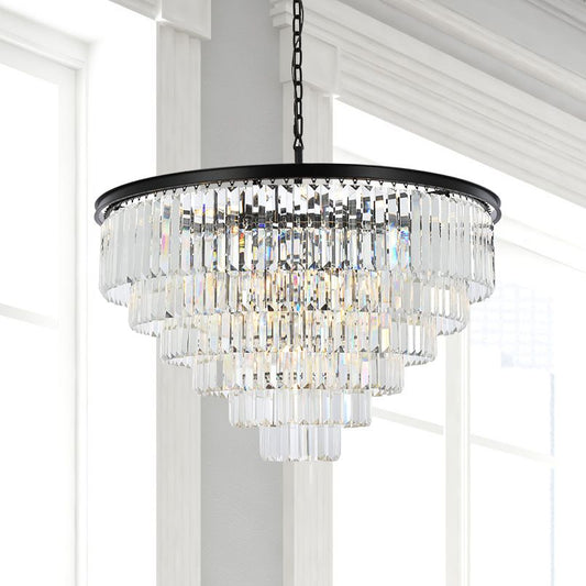 Sydney 44" Wide Matte Black and Crystal 33-Light Chandelier