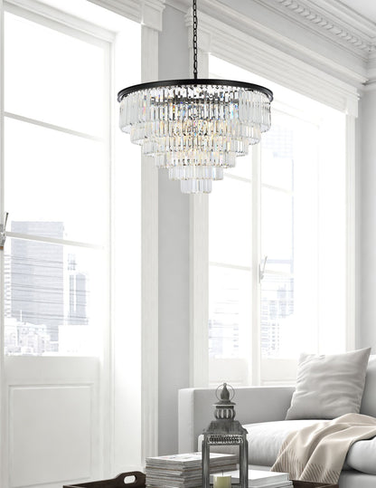 Sydney 44" Wide Matte Black and Crystal 33-Light Chandelier