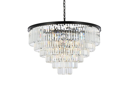 Sydney 44" Wide Matte Black and Crystal 33-Light Chandelier