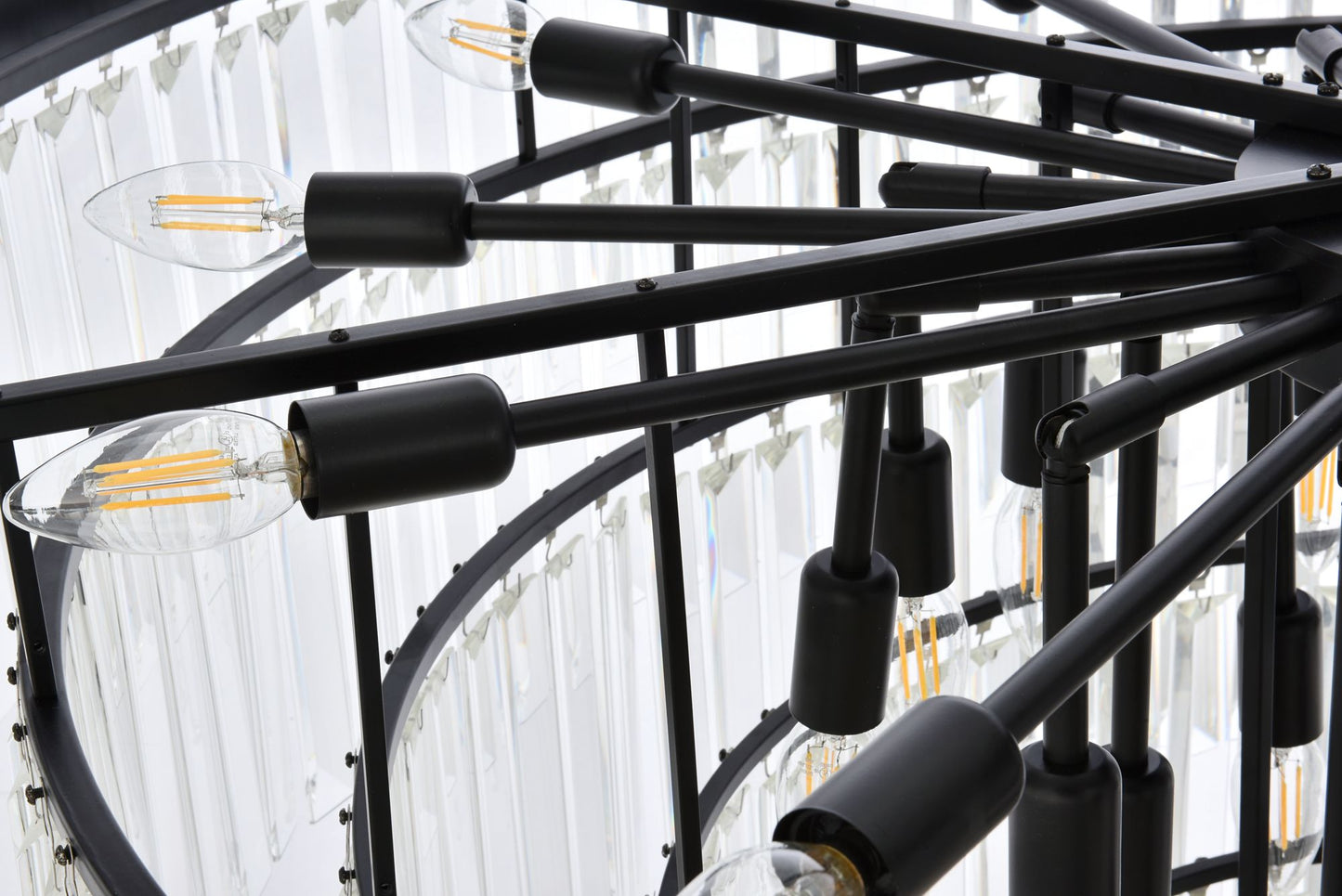 Sydney 44" Wide Matte Black and Crystal 33-Light Chandelier