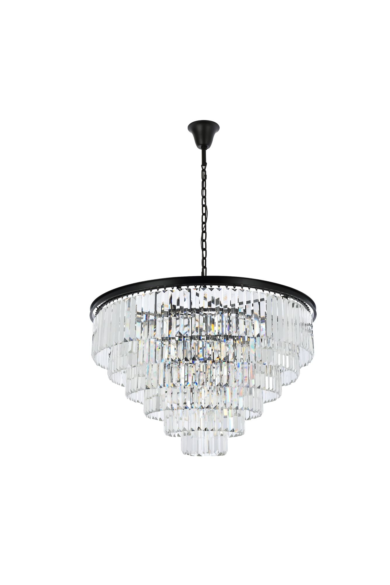 Sydney 44" Wide Matte Black and Crystal 33-Light Chandelier