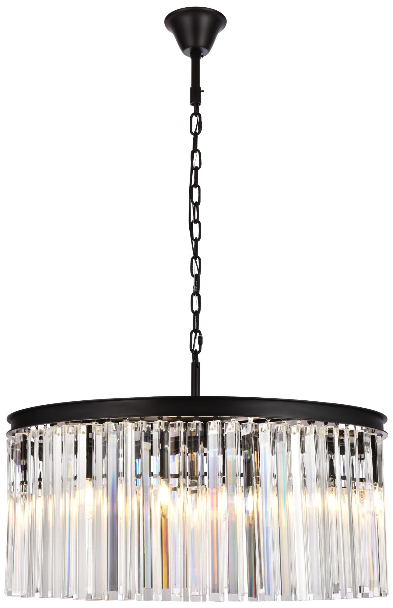 Sydney 8 Lt Matte Black Chandelier Clear