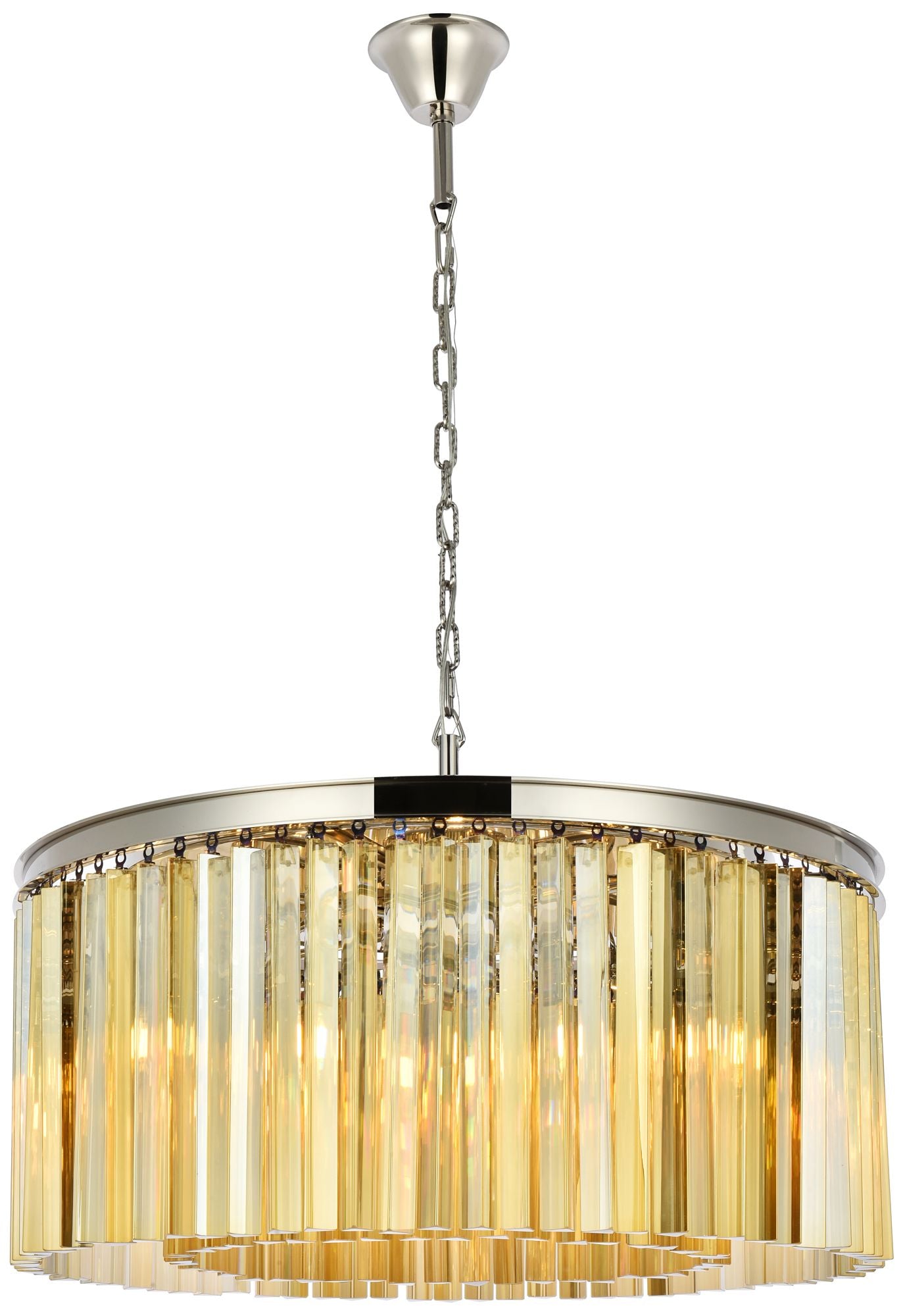 Sydney 8 Lt Polished Nickel Chandelier Golden Teak