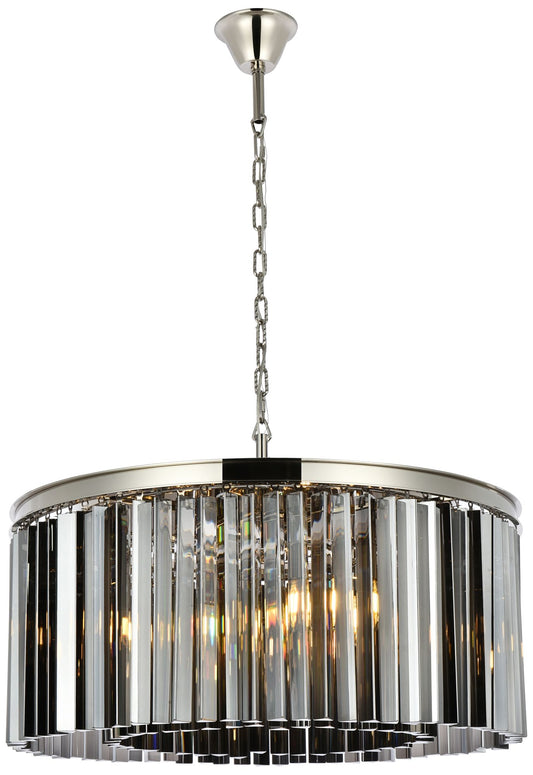 Sydney 8 Lt Polished Nickel Chandelier Silver Shade