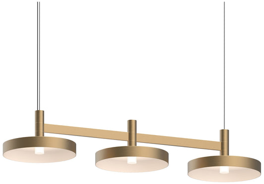 Systema Staccato 3-Light Linear Pendant with Pan Shades - Brass Finish