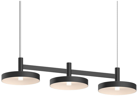 Systema Staccato 3-Light Linear Pendant with Pan Shades - Satin Black