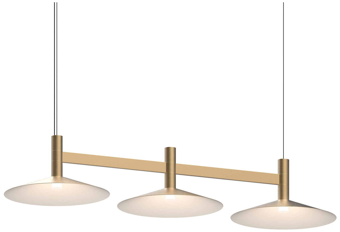 Systema Staccato 3-Light Linear Pendant with Shallow Cone Shades - Brass