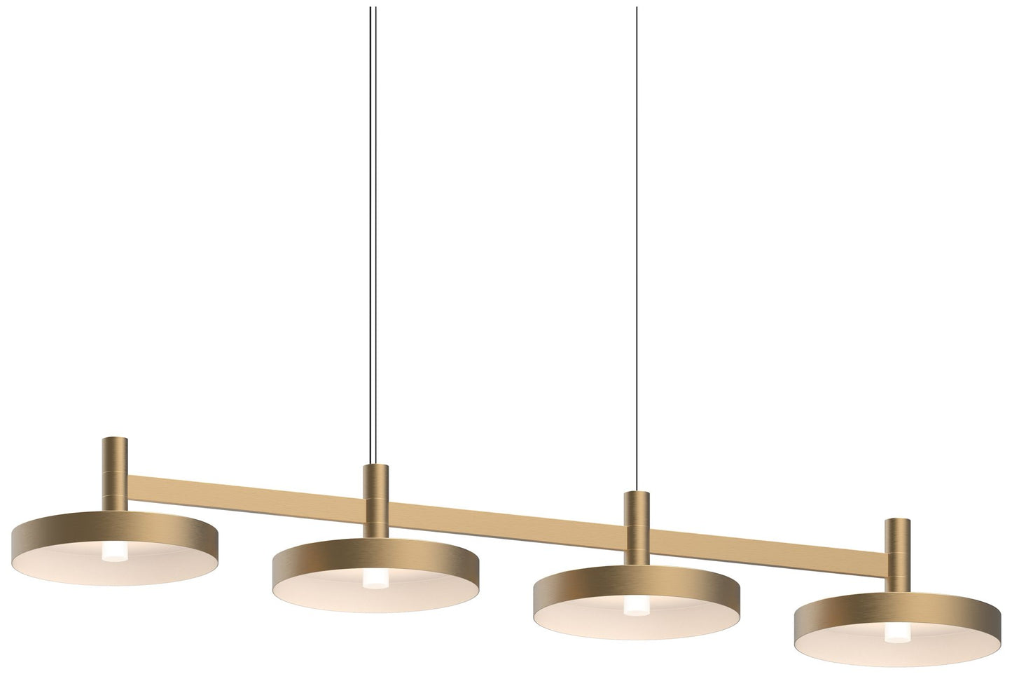 Systema Staccato 4-Light Linear Pendant with Pan Shades - Brass Finish