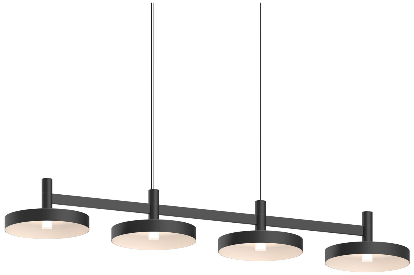 Systema Staccato 4-Light Linear Pendant with Pan Shades - Satin Black