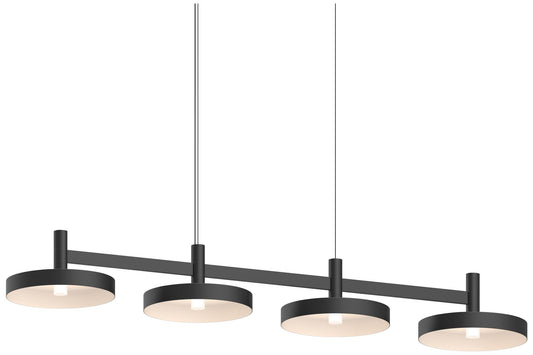 Systema Staccato 4-Light Linear Pendant with Pan Shades - Satin Black