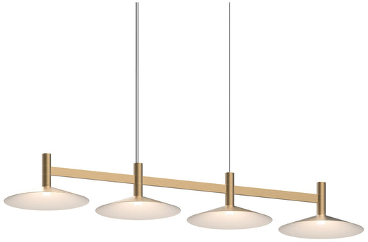 Systema Staccato 4-Light Linear Pendant with Shallow Cone Shades - Brass