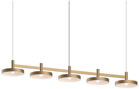 Systema Staccato 5-Light Linear Pendant with Pan Shades - Brass Finish