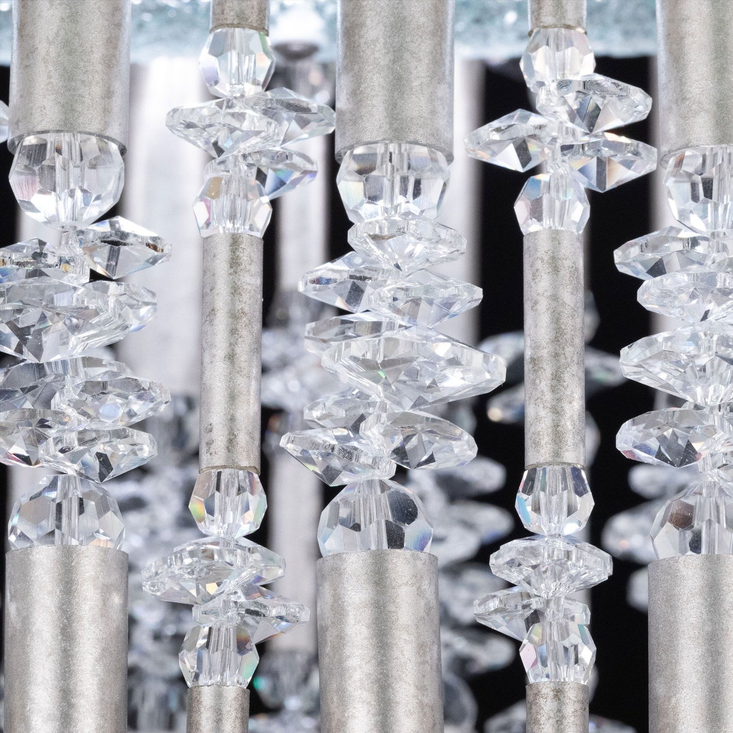 Tahitian 48" Wide Antique Silver Crystal 1-Lt Linear Pendant