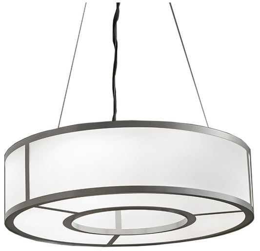 Tambour 24" Wide Satin Pewter Opal Acrylic Ring Pendant LED