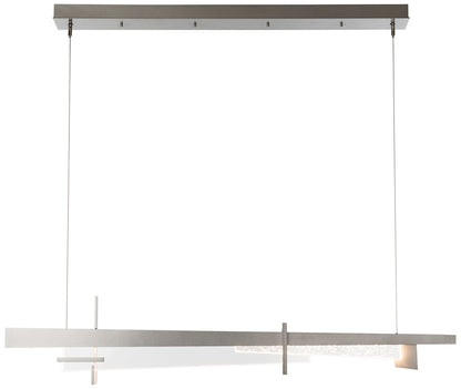 Tenon 48" Wide Vintage Platinum and Clear Glass LED Linear Pendant