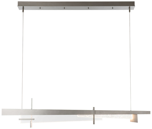 Tenon 48" Wide Vintage Platinum and Clear Glass LED Linear Pendant