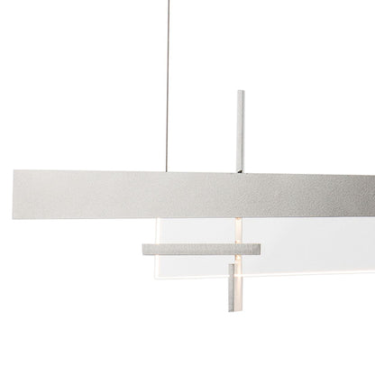 Tenon 48" Wide Vintage Platinum and Clear Glass LED Linear Pendant