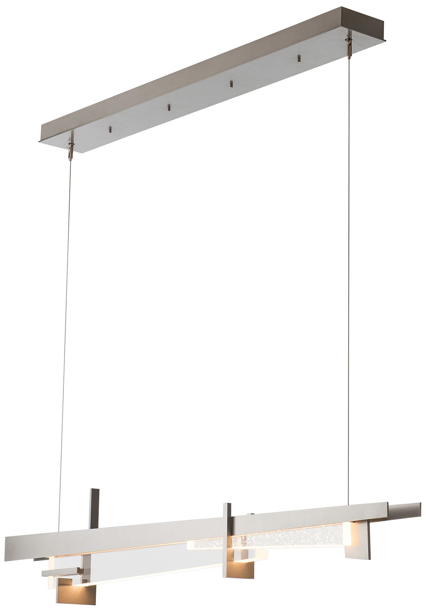 Tenon 48" Wide Vintage Platinum and Clear Glass LED Linear Pendant