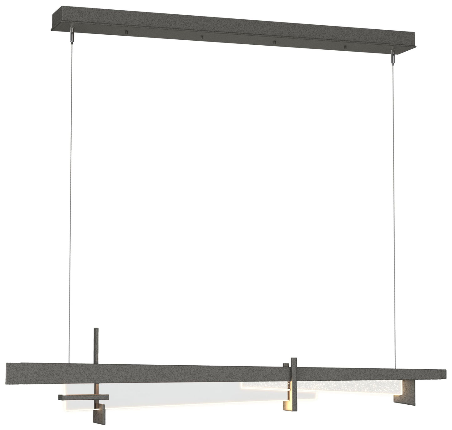 Tenon 48"W Natural Iron Standard LED Pendant With Clear Glass Shade